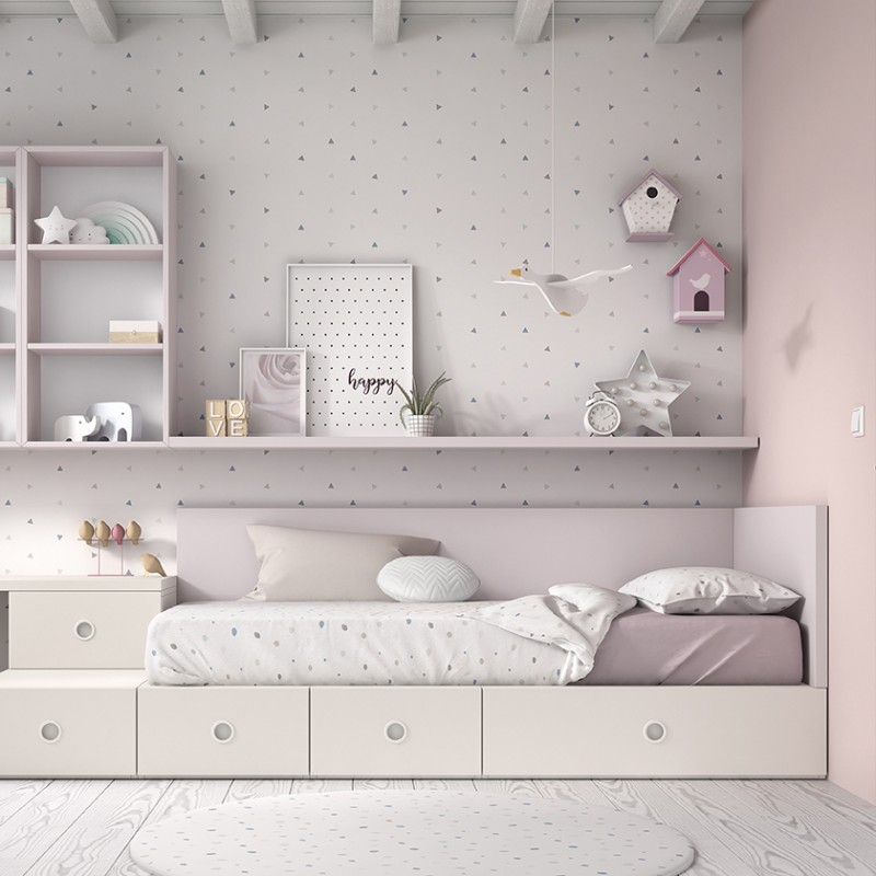 Habitación infantil con papel pintado romántico - DecoPeques